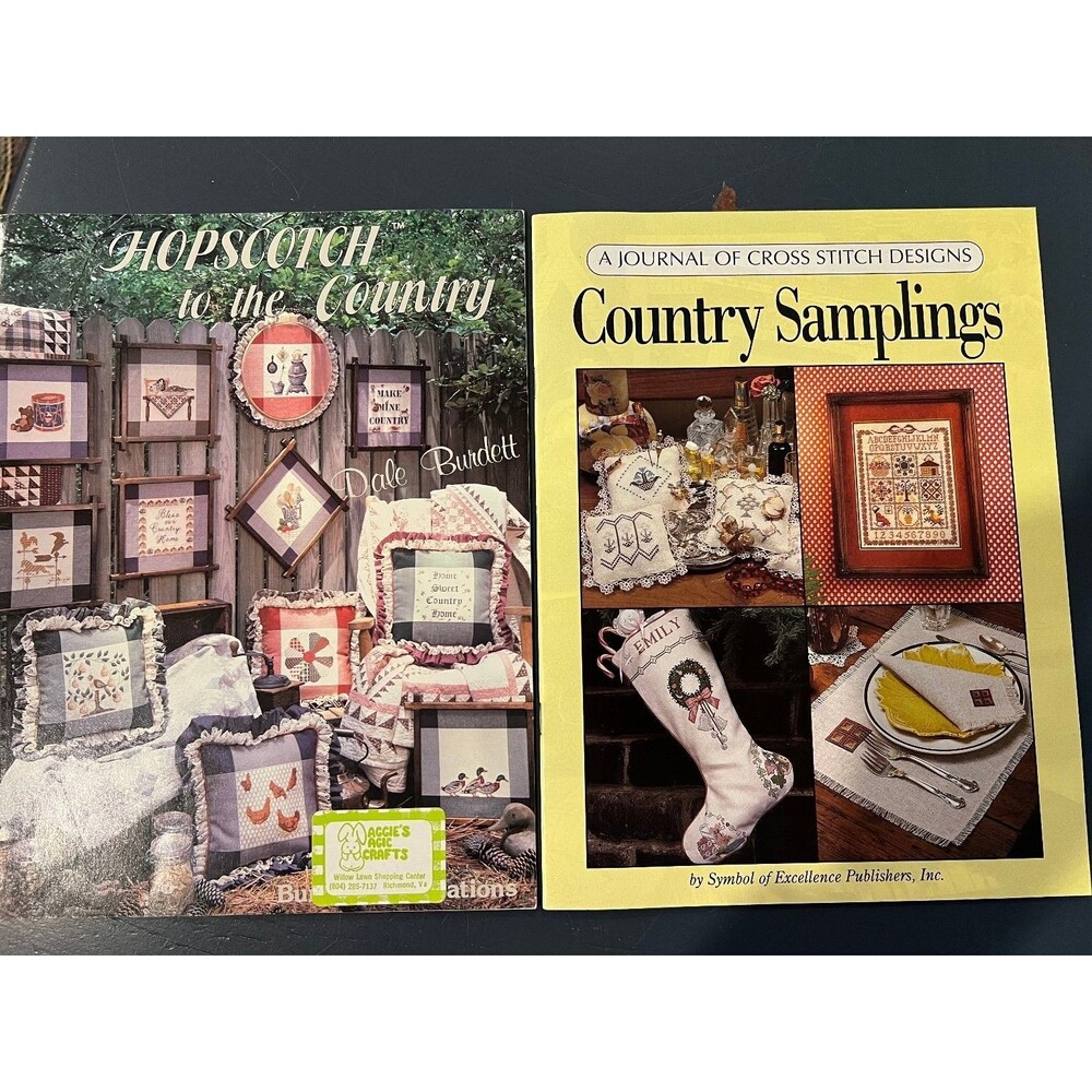 Country Samplings Hopscotch to the Country Cross Stitch Pattern Booklet Lot of 2